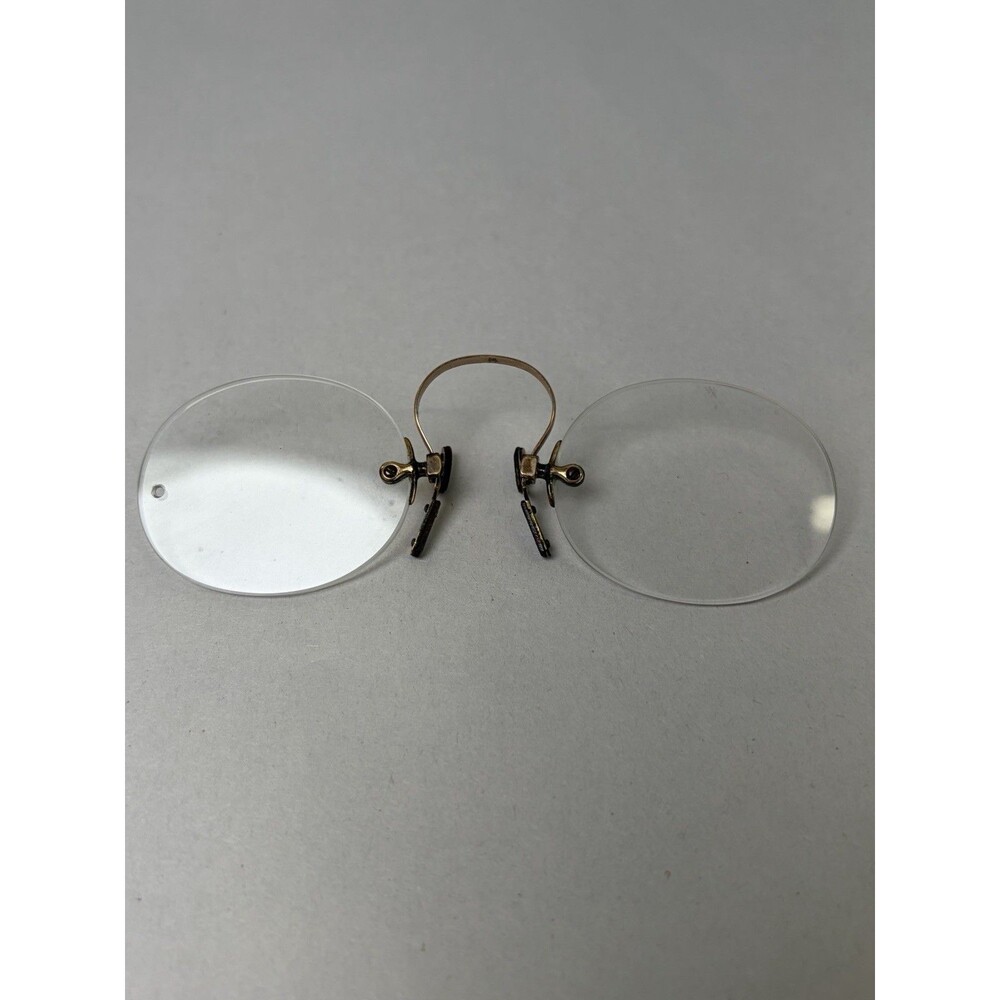 Antique Spring Bridge Pince Nez Glasses 1930s Rimless Gold Filled?